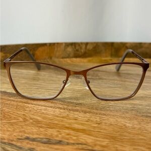 Ellen DeGeneres Bronze Rectangle Glasses Metal Frames READ